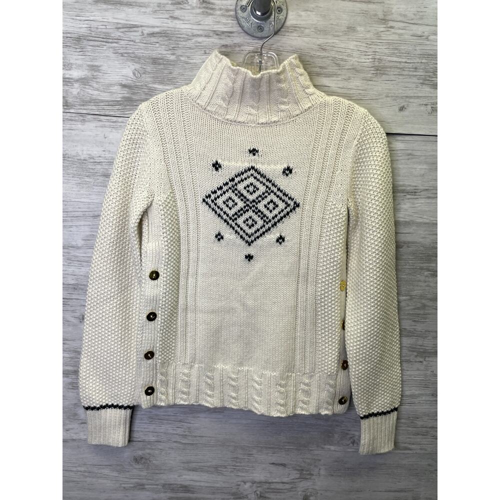 The Reeds‎ Sweater XS Womens Ivory Crochet Long Sleeve Pullover Wool Blend